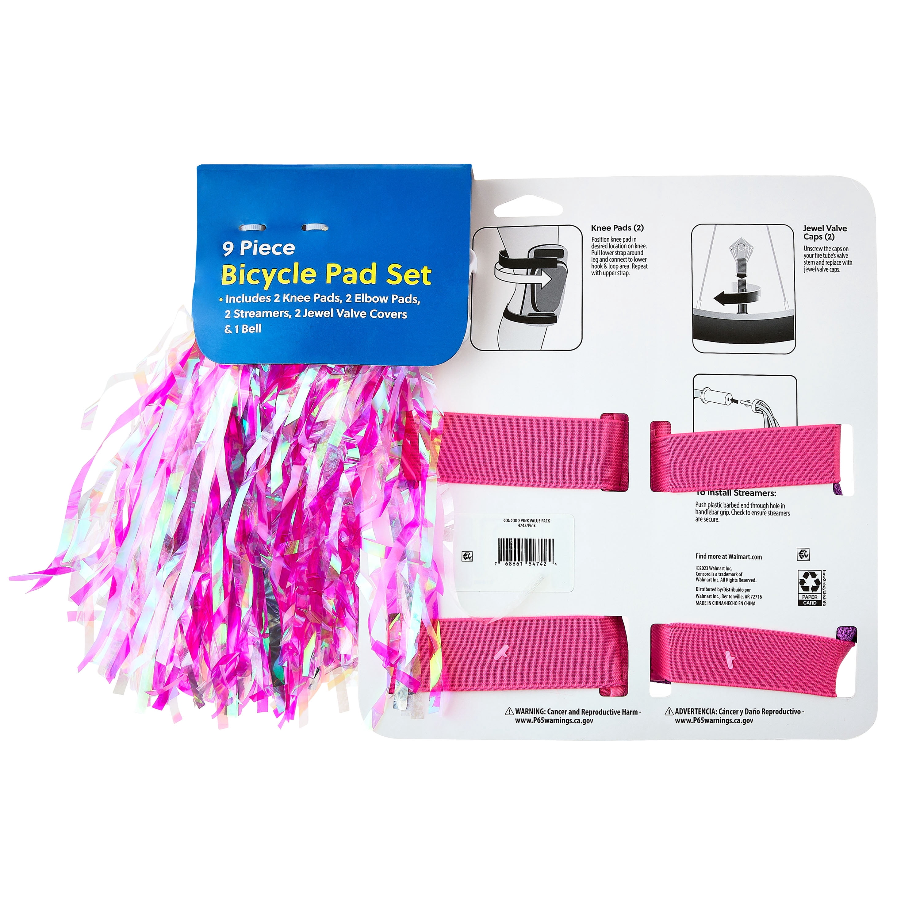 Concord Pink and Pretty Bicycle Pad Set, 9 Pieces