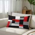 thumbnail image 3 of Red Black Grey Geometric Throw Pillow Cover, Pillowcase Protectors with Zipper, Breathable Decorative Lumbar Pillow Case Cover, Modern Abstract Art Luxury Pillow Shams for Couch Sofa 16x24Inch, 3 of 8