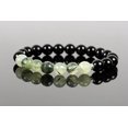 thumbnail image 2 of Natural Green Rutilated Quartz & Black Tourmaline 8mm Round Shape Smooth Cut Beads Stretchable Bracelet for Men & Women., 2 of 3