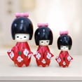 thumbnail image 1 of 3 piezas de madera japonesa muñeca hecha a muñeca figura coleccionable regalo muñecas muñeca estatuil para decoración de mesa adornos navideños Rojo Yotijar muñecas japonesas, 1 of 10