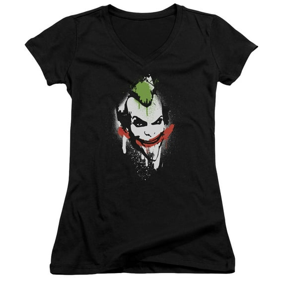 Batman Arkham City Spraypaintile Junior Women's T-Shirt V-Neck Black
