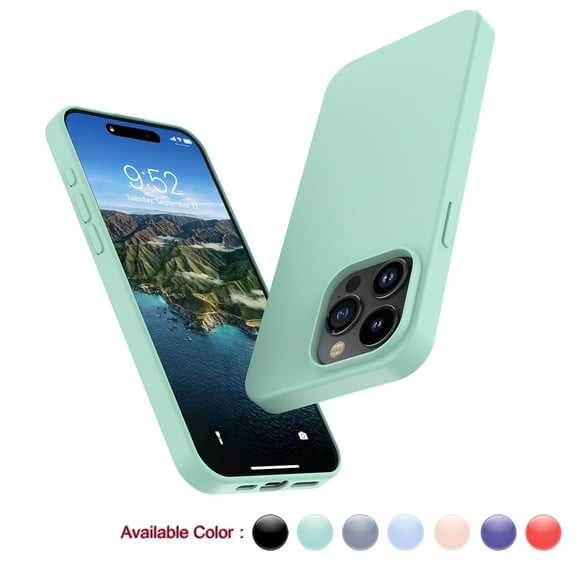 Cell Phone Basic Cases for iPhone 16,16 Pro,16 Plus,16 Pro Max,Liquid Silicone Gel Rubber Shockproof Case Ultra Thin Slim Matte Surface Cover for iPhone 16 Pro Max 6.9 inch (Cyan)