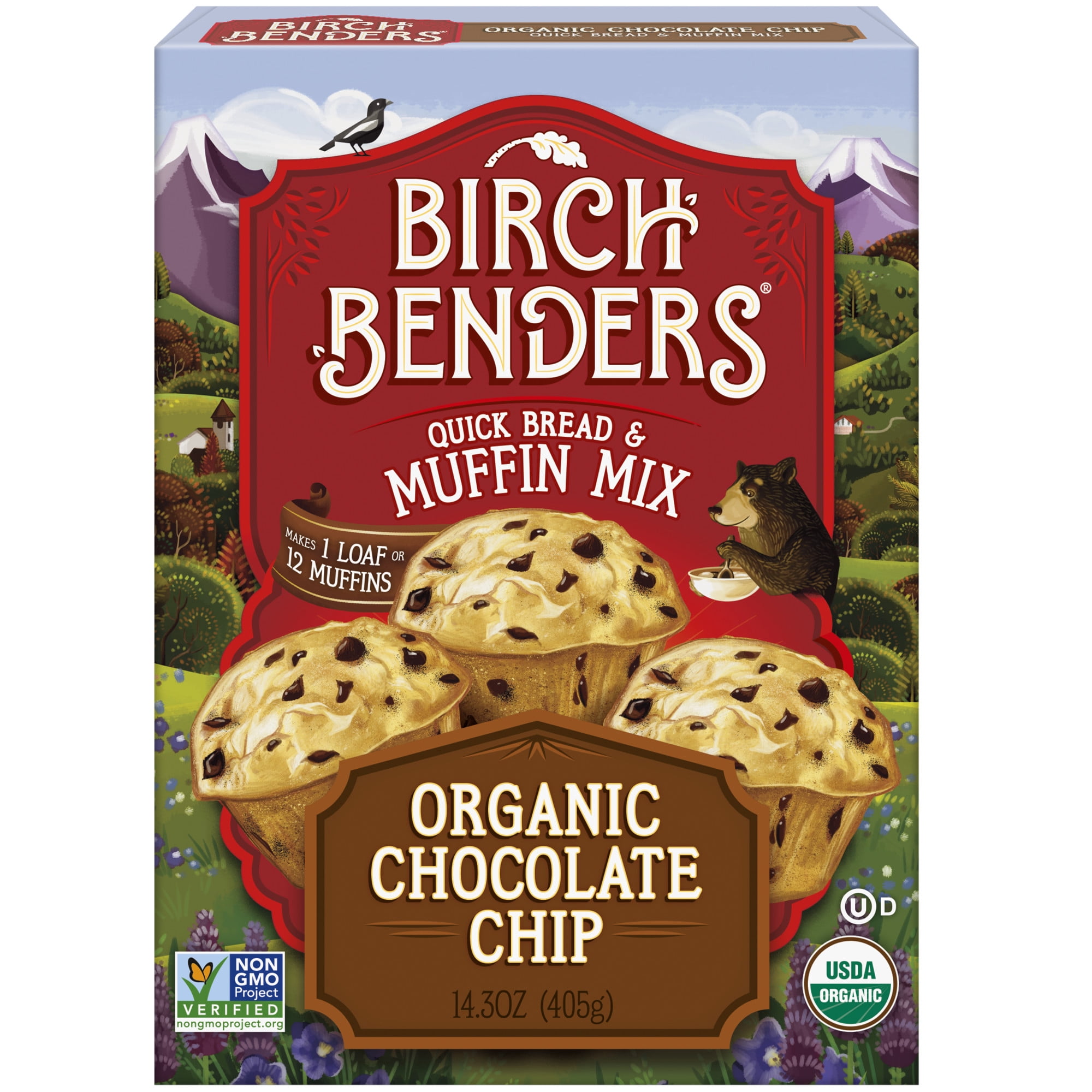 (2 pack) Birch Benders Organic Chocolate Chip Muffin Mix, 14.3 oz Box