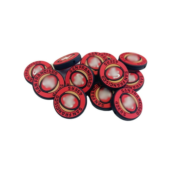 San Focal Bead Sports Fransisco Football 12pk 1.1 for Bulk Keychains Silicone Charm Beadable Pens Freshie Hangers Red and Gold Pro Game Day