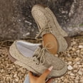 thumbnail image 4 of Chaussures de Course pour Femmes, Chaussures Décontractées Unies à Lacets devant, Bout Rond, Plates à Semelle Épaisse, Toutes Saisons, Mocassins pour Femmes, 4 of 9
