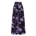 thumbnail image 4 of YDKZYMD Wool Pants Women Wide Legs Elastic Boho Ruffle Drawstring Pants Floral Palazzo Beach Loose Petite with Pocket Trousers Summer Comfy Plus Size Casual Pants Purple M, 4 of 4