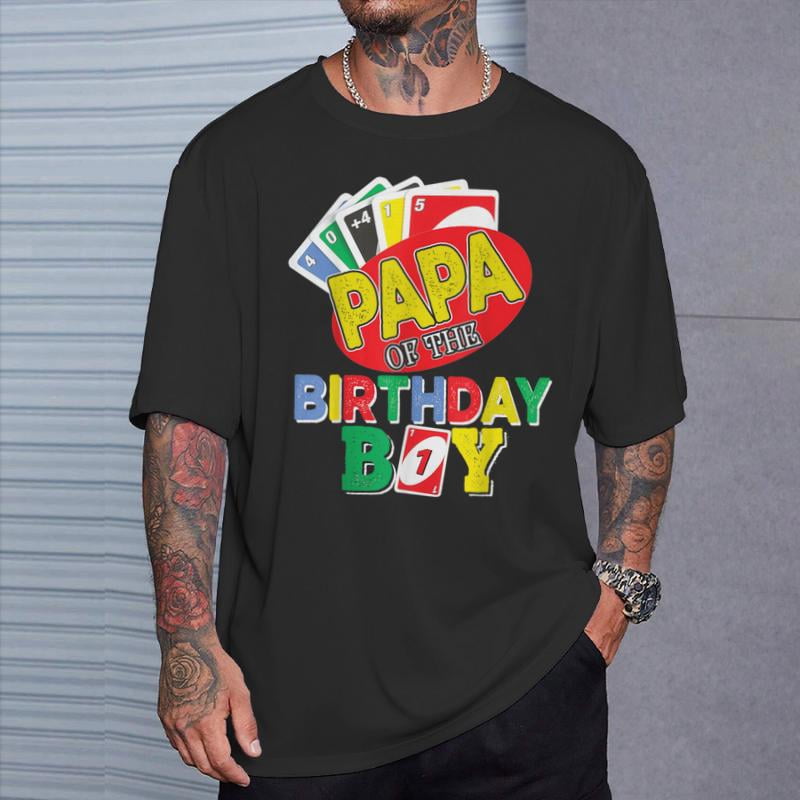 Papa Of The Uno Birthday Boy Uno Birthday Boy TShirt