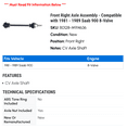 thumbnail image 2 of Front Right Axle Assembly - Compatible with 1981 - 1989 Saab 900 8-Valve 1982 1983 1984 1985 1986 1987 1988, 2 of 2