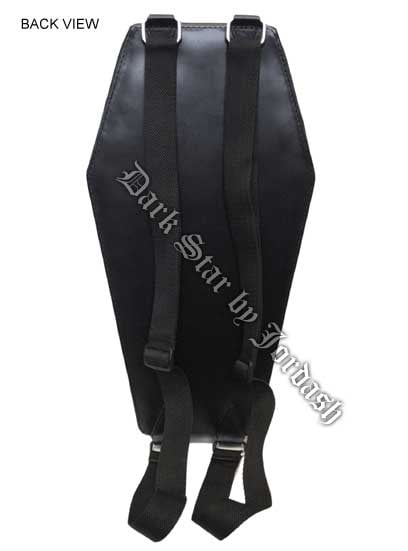 Dark Star Black Gothic PVC Coffin Cross Stud Backpack Purse