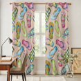 thumbnail image 5 of Kitchen Curtains 84 Inch Length 2 Panels, Summer Slippers Grommets Window Treatment Curtain, Watercolor Flip Flops Ocean Beach Light Brown Thermal Curtains Drapes for Living Room/Bathroom, 5 of 9