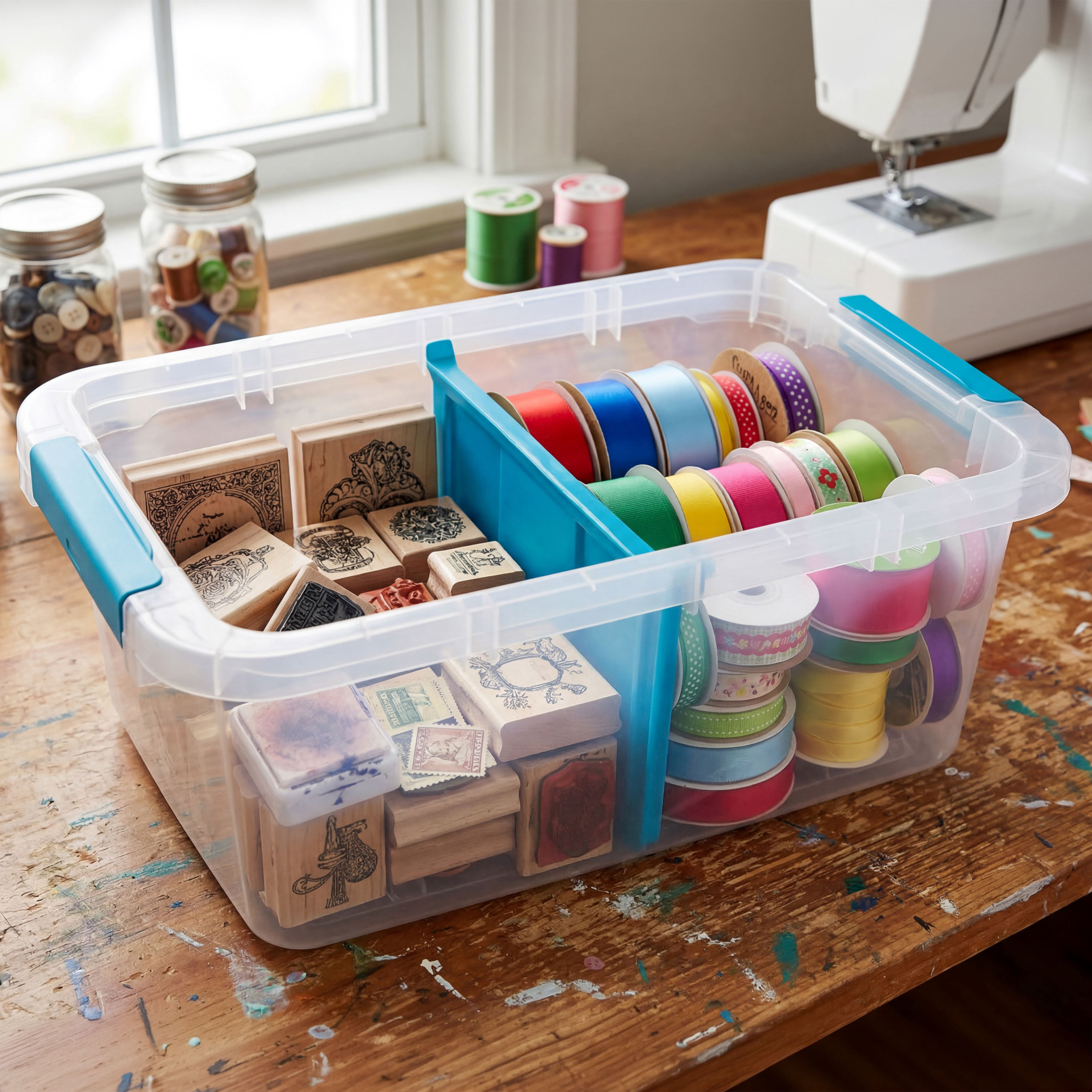 Hefty 17 Quart Small Latching Storage Bin, Clear Plastic Sto