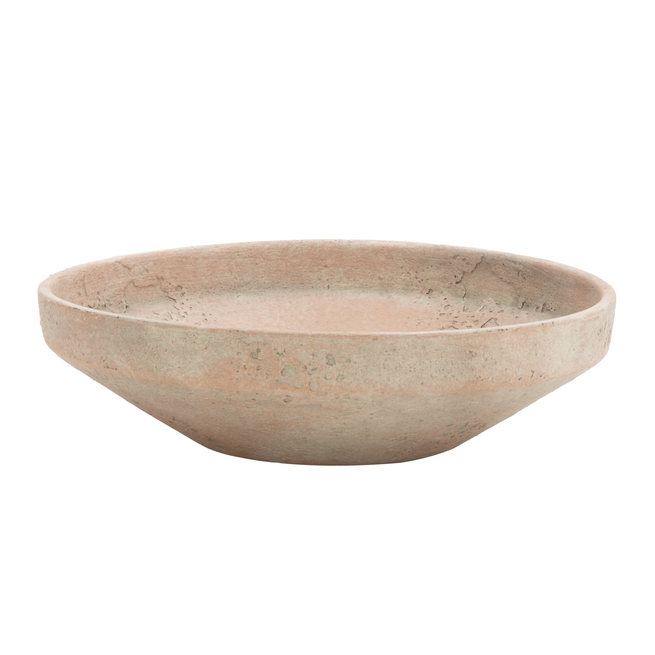 DecMode 12" Round Textured Beige Ceramic Decorative Bowl
