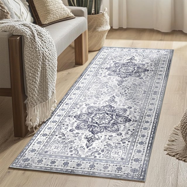 Area Rugs for Entryway x Lightweight Machine Washable Rug Vintage Area Rugs for Bedroom Neutral Bathroom Mat Indoor Carpet for Playroom Office Living Room(Grey xft)