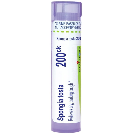 Boiron Spongia Tosta 200CK, Homeopathic Medicine for Dry, Barking Cough, 80 Pellets