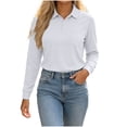 thumbnail image 2 of Tdoqot Womens Polo Shirts with Pocekt- Long Sleeve Regular Fit Casual Dressy Fall Business Tops White Size XL, 2 of 7