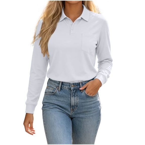 cfhntfmh Business Shirts for Women Long Sleeve Collared Work Tops with Pocket Casual Formal Outfits With Buttons