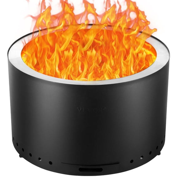 VEVOR Smokeless Fire Pit Stove Bonfire, H: 18 in x Dia: 28 in ,Wood Burning Fireplaces with Removable Ash Pan, SUS430 Stainless Steel inner Portable Outdoor Firepit,for Outdoor Patio Camping, Black