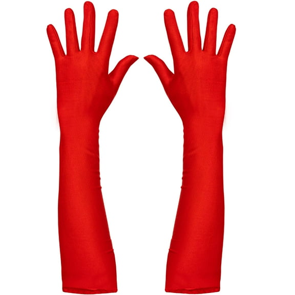 Skeleteen Red Satin Opera Gloves - Roaring 20's Fancy Flapper Elbow Gloves - 1 Pair