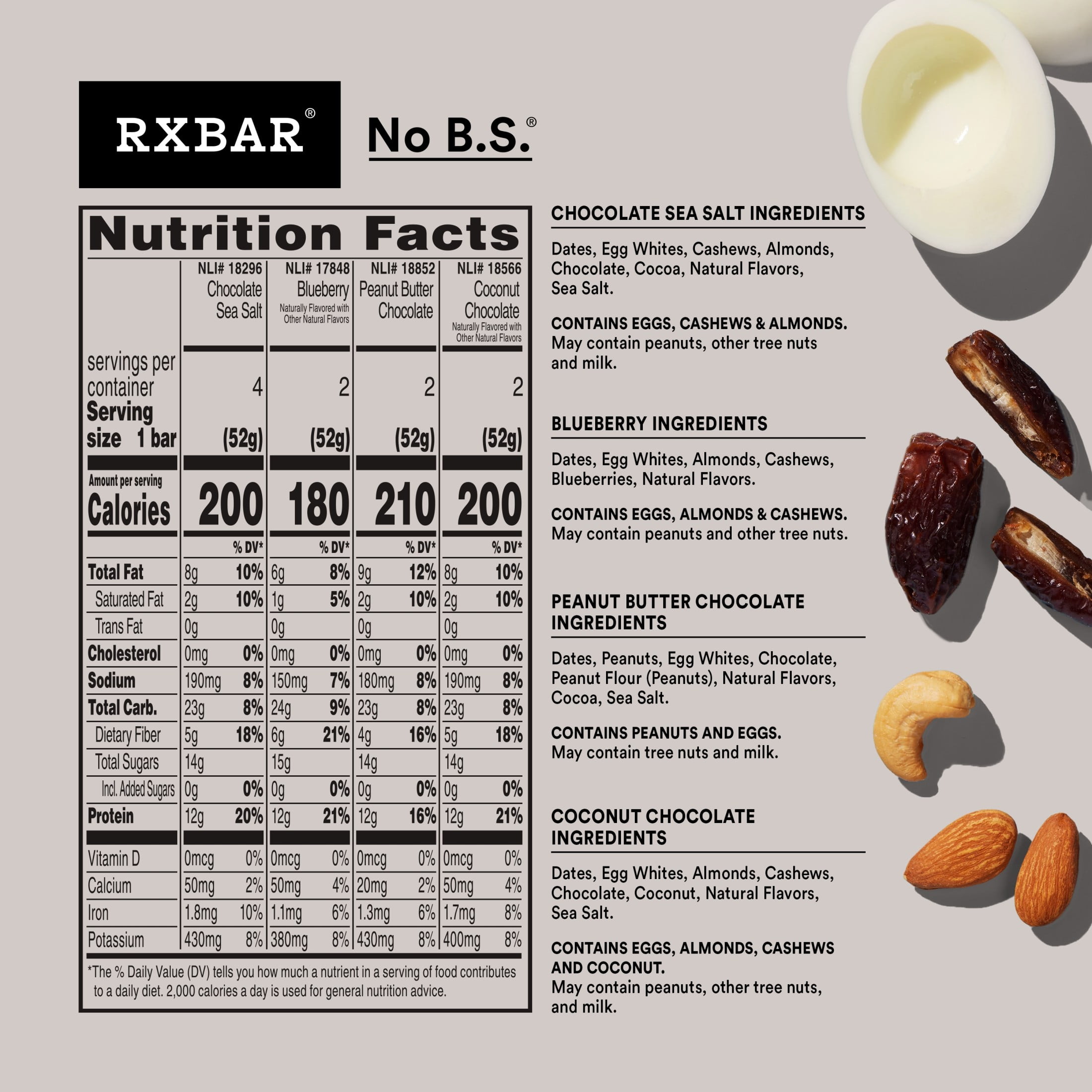 RXBAR, Variety Pack Protein Bars, 10 Count
