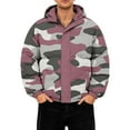 thumbnail image 2 of CharmCyan Men’s Hooded Puffer Jacket with Camouflage Print Full Zip Front Warm Quilted Outerwear with Elastic Cuffs Purple XL, 2 of 2