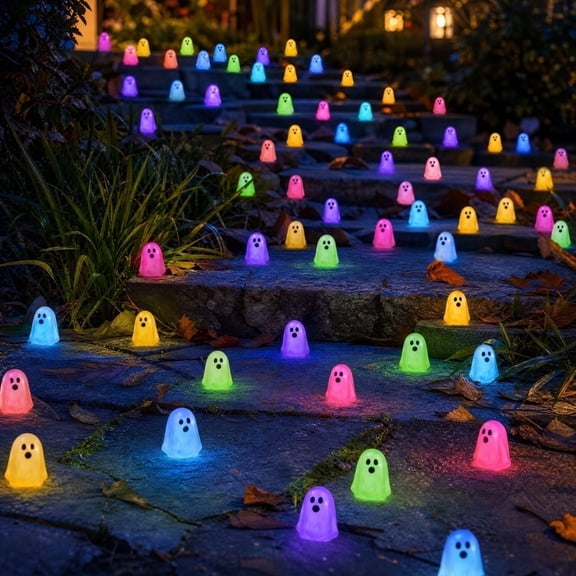 Clearance 84pcs Halloween Mini Ghosts Figures, Luminous Small Little Resin Ghost Figurines to Hide Glow in The Dark Tiny Statue for Halloween Party Favors Dollhouse Decorations Toys