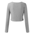 thumbnail image 4 of Women Long Sleeve Scoop Neck Shirts Casual Slim Fit Rib Knit Tops Summer Fall Basic Business Work Tee, 4 of 4