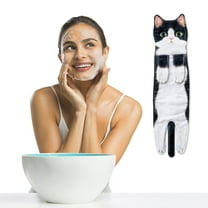 EQWLJWE Cat Funny Hand Towels for Bathroom Kitchen - Cute Decorative Cat Decor Hanging Face Towels Super Absorbent Soft-Unique Valentines Day Mothers Day Birthday Gifts for Women Cat Lovers