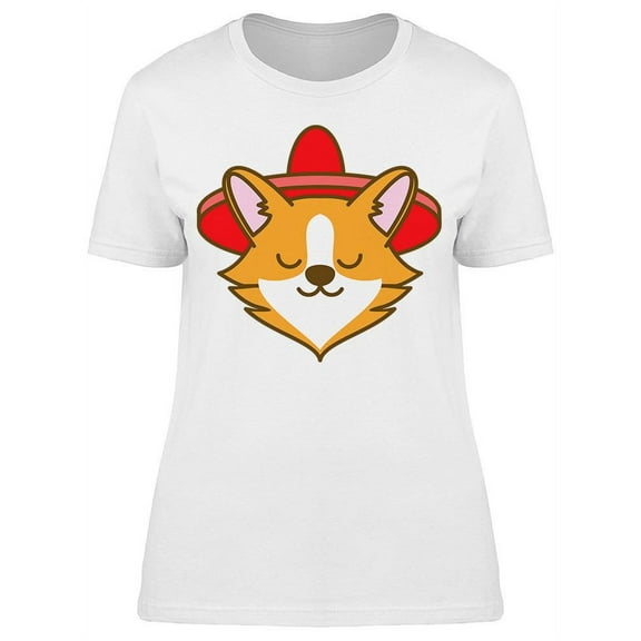 Cute Hat On A Corgi T-Shirt Women -Image by Shutterstock, Female Small