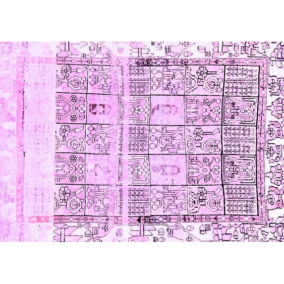 Ahgly Company Indoor Rectangle Abstract Purple Modern Area Rugs, 6' x 9'