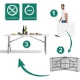 thumbnail image 4 of 6 Foot Folding Table, Portable Outdoor Foldable Table w/Carrying Handle, Foldable White Tables for Camping Picnic Parties Indoor Events, 4 of 14