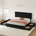 thumbnail image 3 of Full Size Upholstered Bed Frame with 4 Storage Drawers, Adjustable Headboard and Wooden Slats Support, No Box Spring Needed,Easy to Assemble, 3 of 7