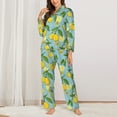 thumbnail image 2 of Pajama Sets for Women 2 Pcs, Lemon (3) Button Down Long Sleeve Sleepwear Lounge PJ Sets, 2 of 6