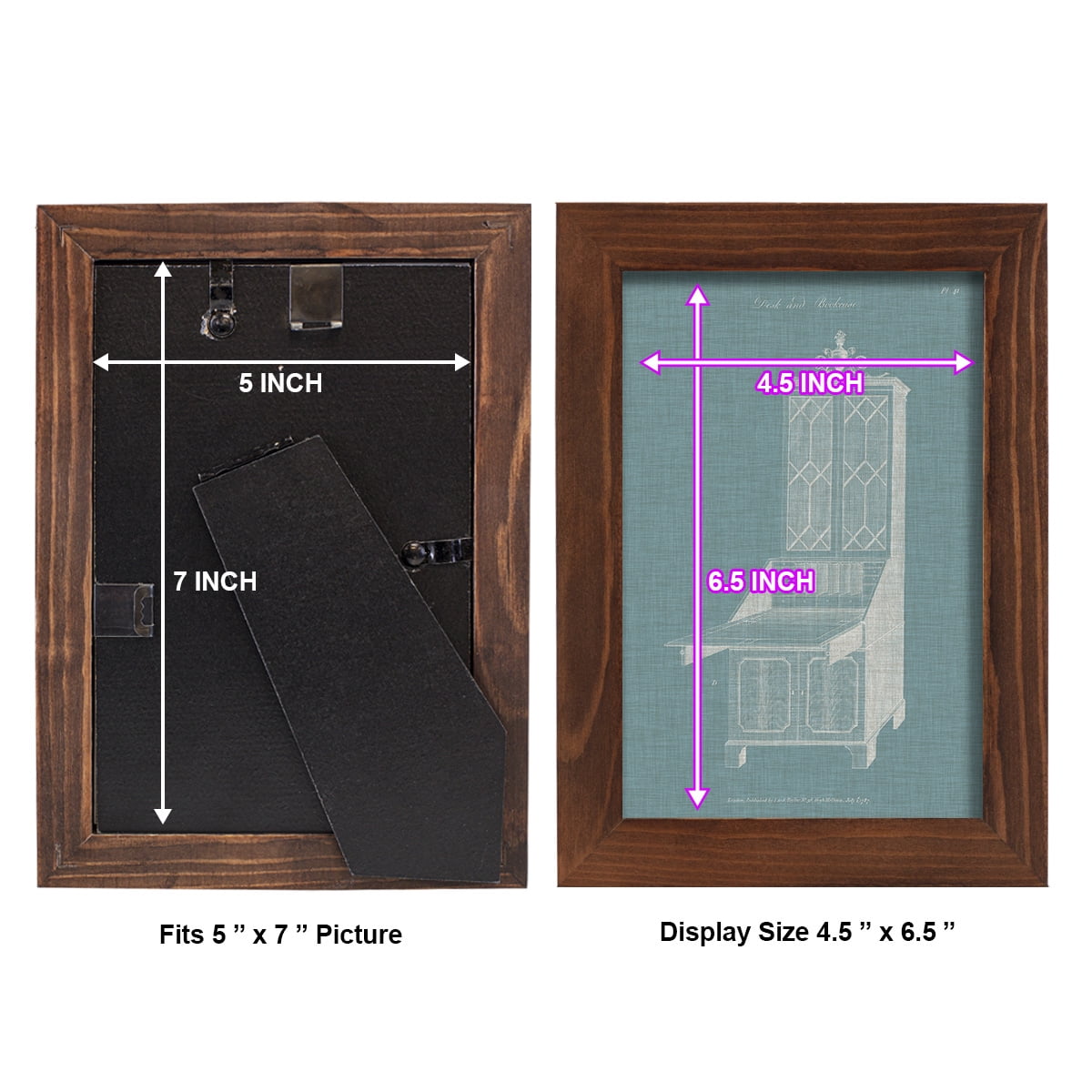 Hepplewhite Desk & Bookcase IV - Framed Print w/glass - Chestnut