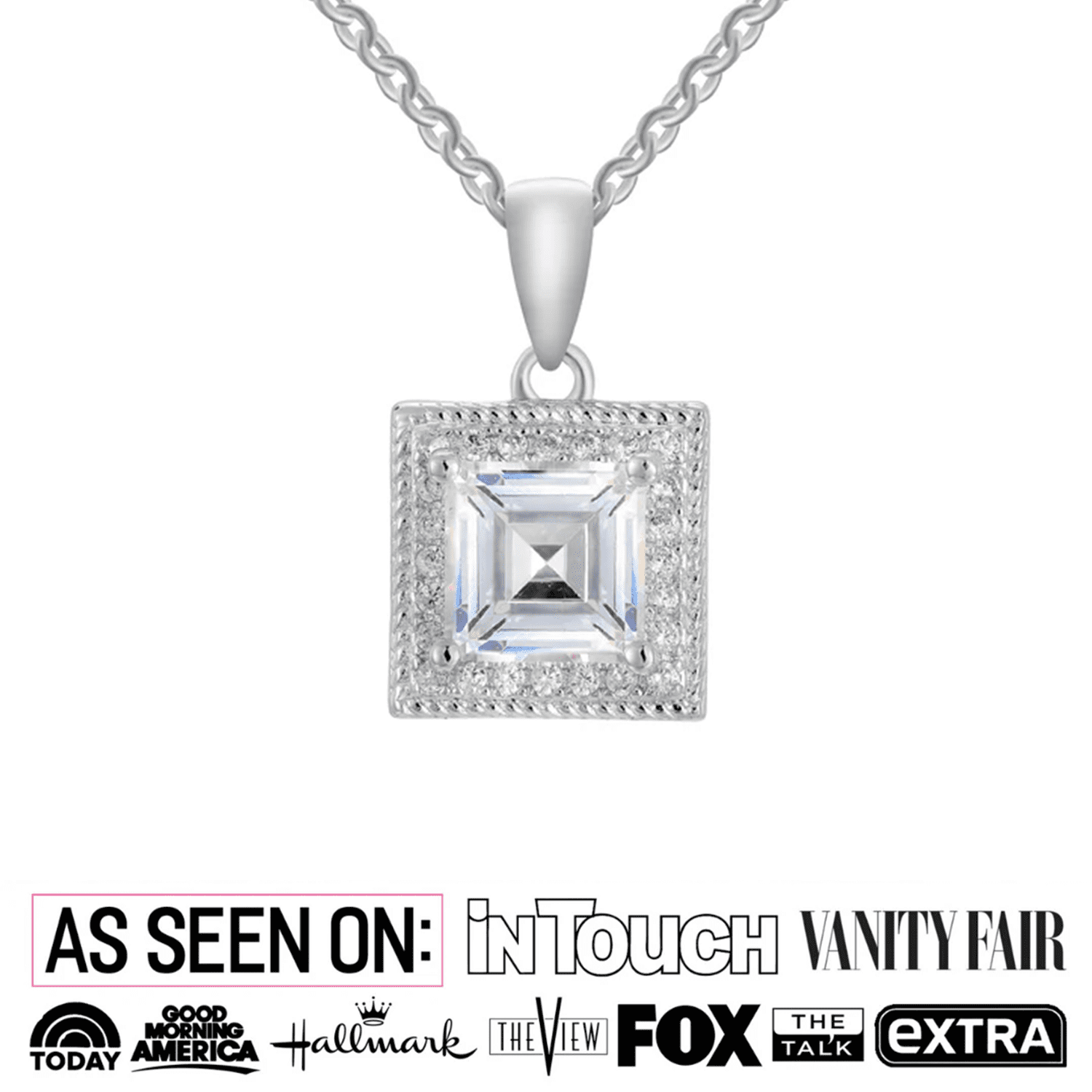 Cate & Chloe Rebecca 18k White Gold Plated Necklace with Simulated Diamond Crystals Gift for Women