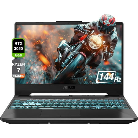 ASUS TUF A15 Gaming Laptop, AMD Ryzen 7 7435HS, 8 GB DDR5 RAM, 2 TB PCle SSD, 15.6" FHD (1920x1080) 144Hz Display, Nvidia G-Force RTX 3050, Backlit Keyboard, W11 Home, Black