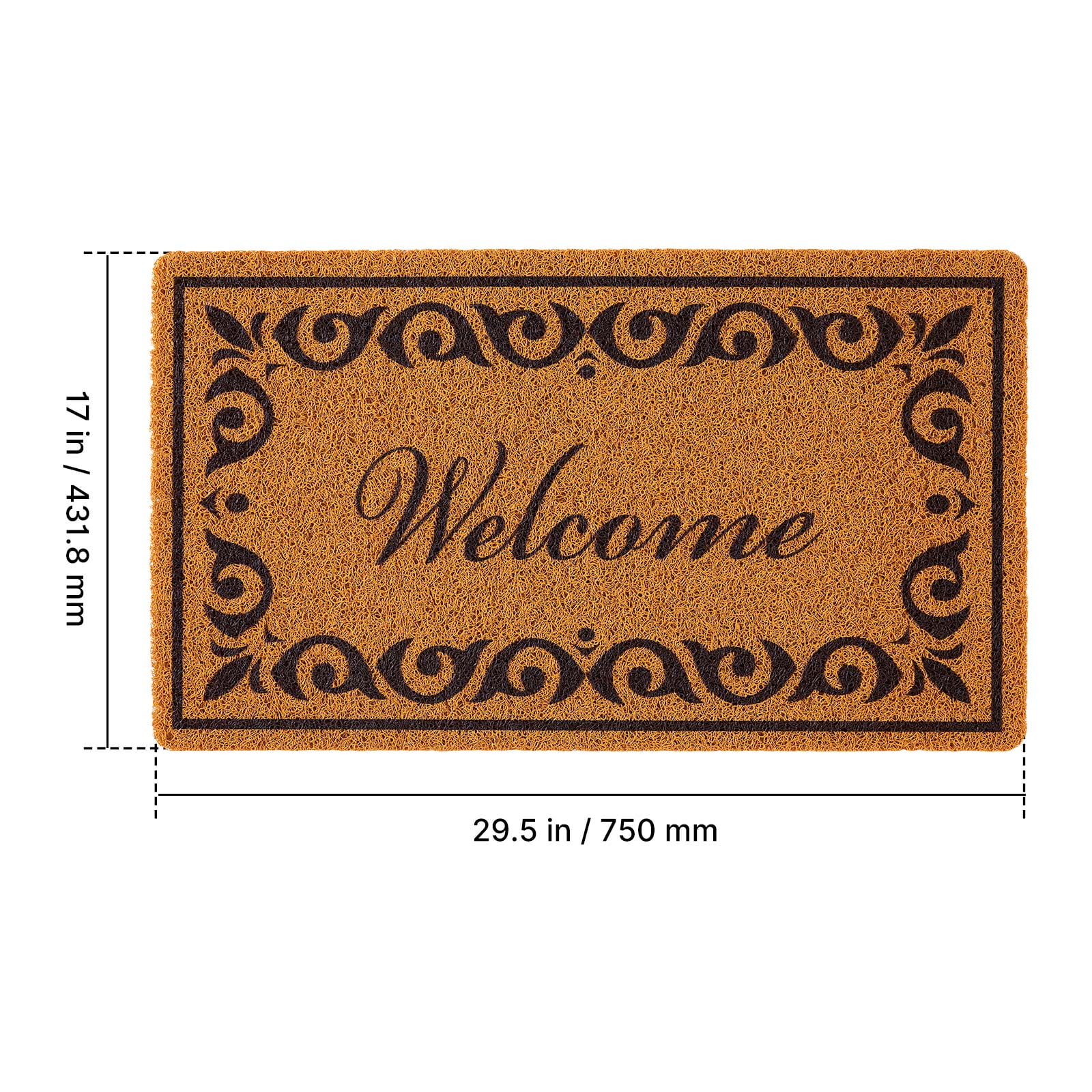 VEVOR Door Mat, Welcome Doormat for Outdoor Entrance, 29.5" x 17" All-Weather Faux Coir Entryway Mat with Non-Slip Backing, Low-Profile & Easy-to-Clean Front Door Mats for Garage, Backyard, Patio
