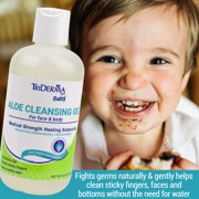 TriDerma Baby Aloe Cleansing Gel, Waterless Cleanser Helps Soothe and Clean Face, Sensitive Skin, Sticky Fingers, or Bottom, Aloe Vera Gel, Fragrance Free 8.3 oz