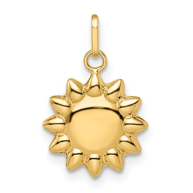 Quality Gold YC1471 14K Yellow Gold Polished Puffed Sun Pendant