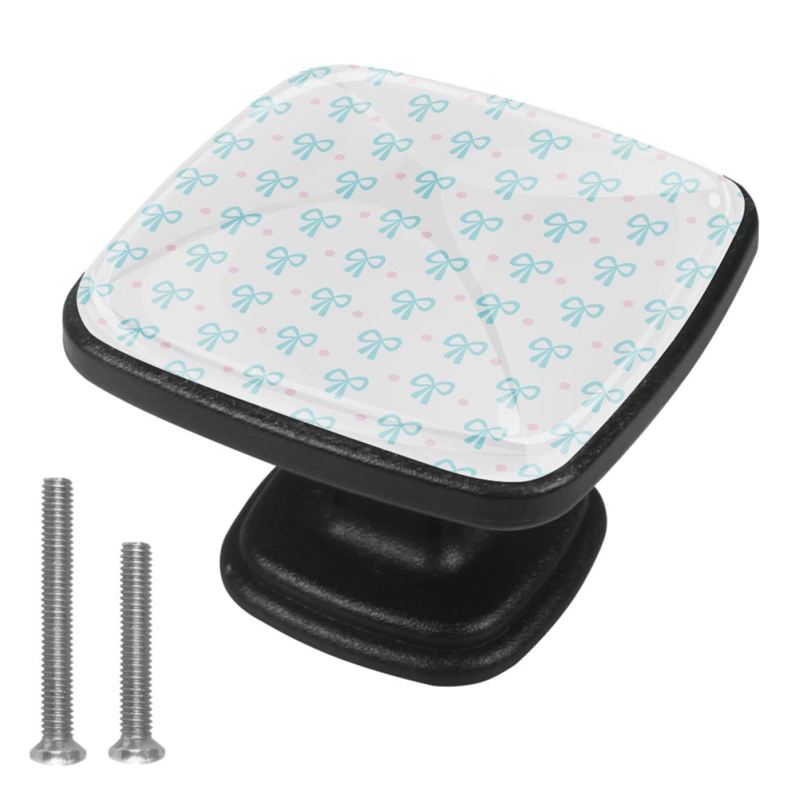 4 Pcs Cabinet Handle Drawer Pulls Blue Ribbon Knobs with Screws Square ...