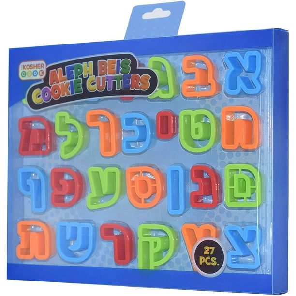 Aleph Bet Cookie Cutter Set Plastic Large 27 Letters Of Hebrew Alphabet Rolled Edges Hand Wash Only By The Kosher Cook Walmart Com