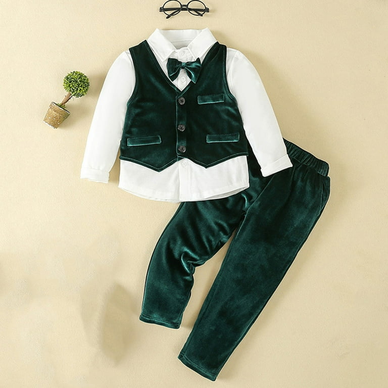 Clothing Baby Boy Velvet Jacket YTDSCS Toddler Kids Boys Suit 3PCS