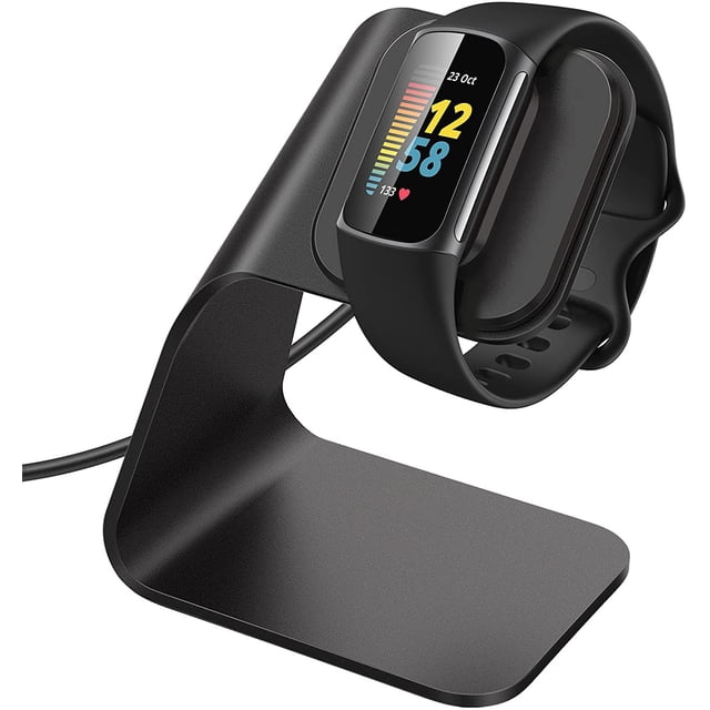 Base de carga compatible con Fitbit Charge 5 / Luxe, soporte de accesorios de base de carga de aluminio de repuesto con cable USB de 4.2 pies para reloj inteligente Charge 5/Luxe Ormromra CZDZ-HY189