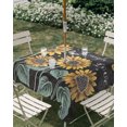 thumbnail image 2 of Sunflowers Rustic Outdoor Tablecloth with Umbrella Hole, Spring Summer Pastoral Flowers Black Spillproof Waterproof Outdoor Table Cover, Patio Tablecloths for Party/Garden/Picnic, Square 60"x60", 2 of 9
