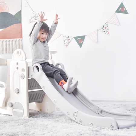 CoSoTower Kids Slide With Bus Play Structure Climber, Freestanding Bus Climber With Slide For Toddlers, Bus Climber Slide Set With Basketball Hoop