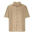 thumbnail image 4 of Button Up Linen Shirts for Men Lightweight Casual Short Sleeve Collared Tee Blouses Chest Pocket Beach Tops (Small, Khaki), 4 of 6