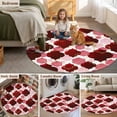 thumbnail image 6 of 3ft Washable Round Rug, Red Moroccan Non-Slip Circle Area Rug for Bedroom Bedside, Abstract Gradient Gold Red Geometric Soft Indoor Floor Mat for Home Decor, 6 of 9