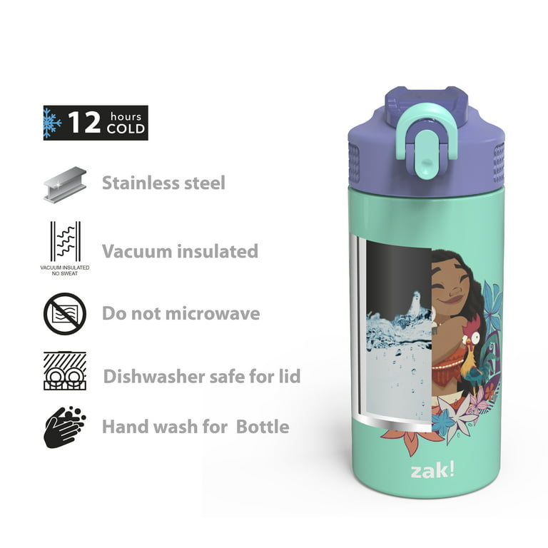 Zak Designs Disney Cars 3 - Stainless Steel Water Bottle with One Hand  Operation Action Lid and
