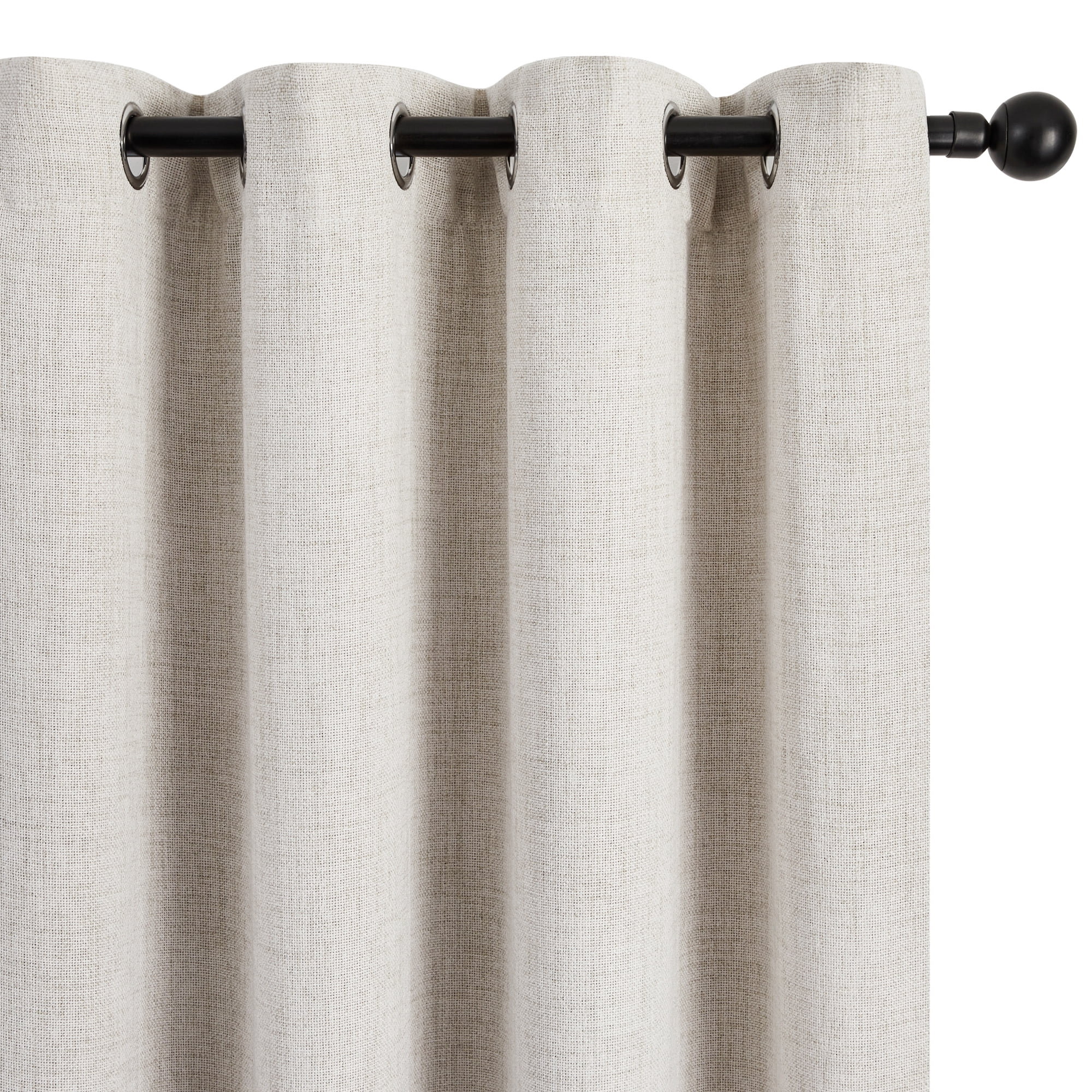 ZOPZO 100% Blackout Curtain Classic Natural Linen, Noise Reducing, 52W x 84L Inch, Double Brushed Fabric Geometric Embroidery, Set of 2