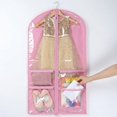 thumbnail image 1 of Funda protectora transparente de PVC para uniformes de baile y vestidos de animadoras, con 3 bolsillos con cremallera. Rosa, 1 of 8