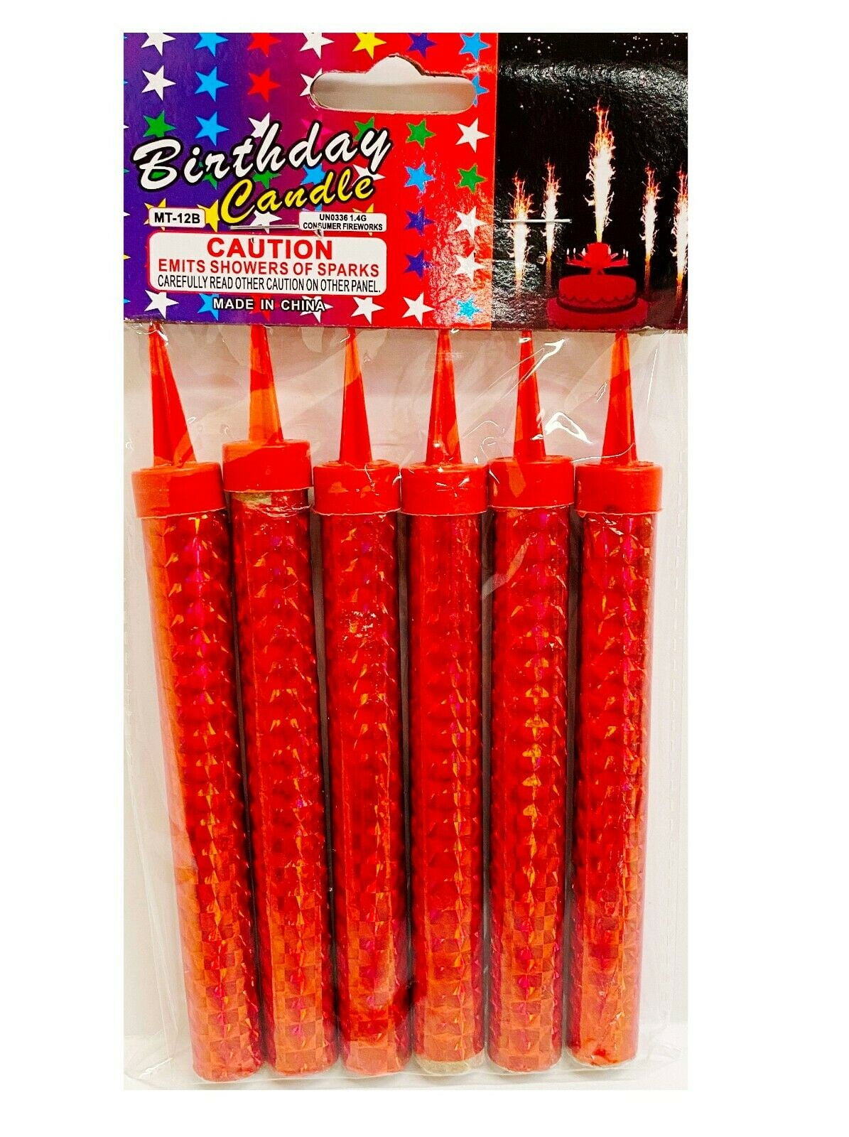 Birthday Wedding Party 6" Red Sparking Candles Bottle Service 6pc 